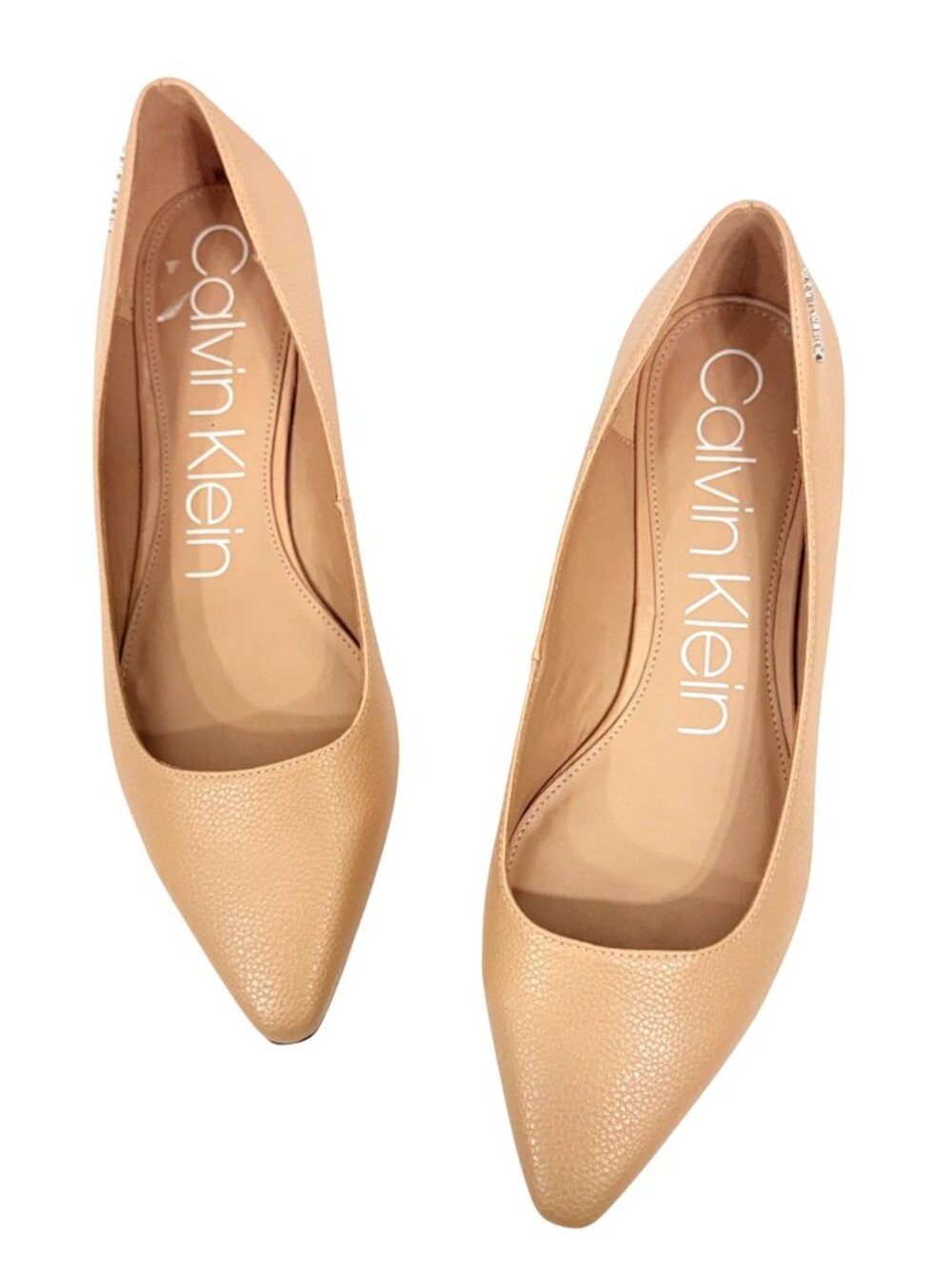 Calvin Klein Emerin Taupe Pointed-Toe Flats With Mirror Heels Size 10